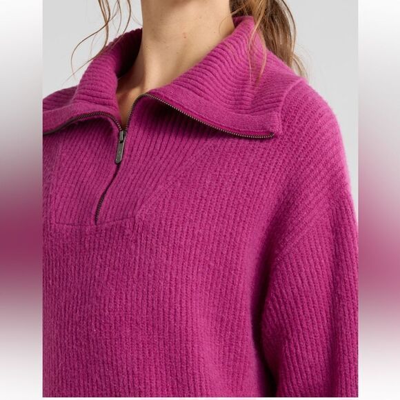 Zella Cozy Quarter Zip Rib Purple Boysen size medium - Picture 1 of 11